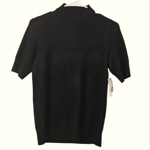 NWT Maeve By Anthropologie Black Cashmere Short Sleeves Cut Out Back Top Size S